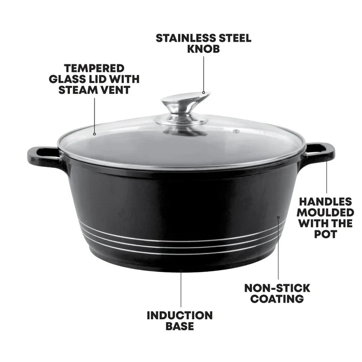 Die Cast Stockpot With Induction - DURANE - Black - 28cm
