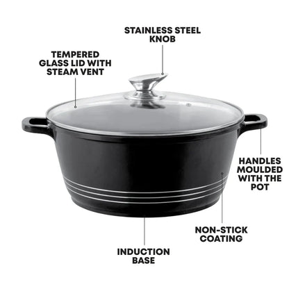 Die Cast Stockpot With Induction - DURANE - Black - 28cm