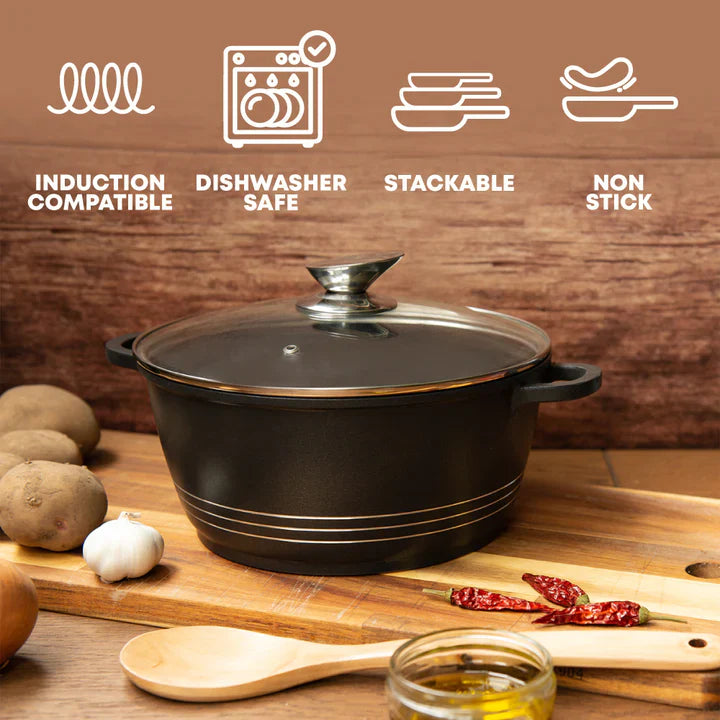 Die Cast Stockpot With Induction - DURANE - Black - 32cm