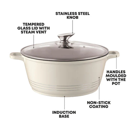 Die Cast Stockpot With Induction - DURANE - Cream - 32cm