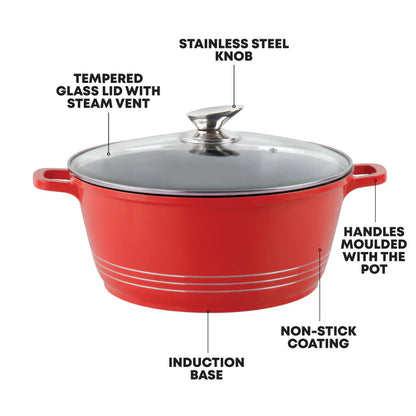 Die Cast Stockpot With Induction - DURANE - Red - 30cm