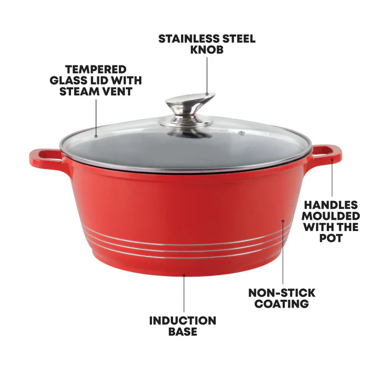 Die Cast Stockpot With Induction - DURANE - Red - 28cm