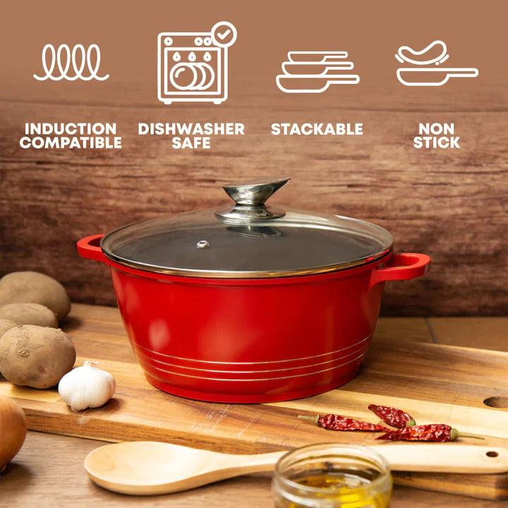 Die Cast Stockpot With Induction - DURANE - Red - 28cm