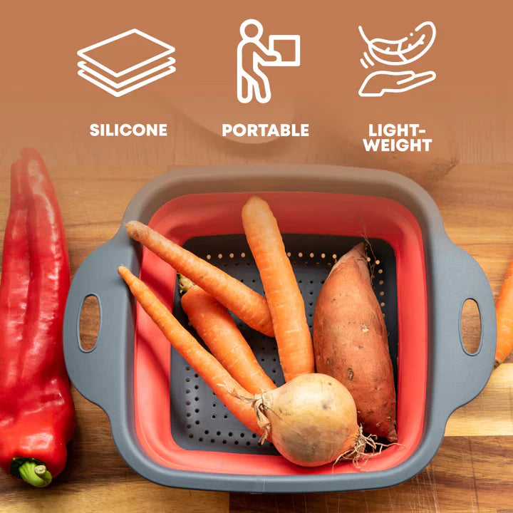 Collapsible Colander - Square Shape - Red