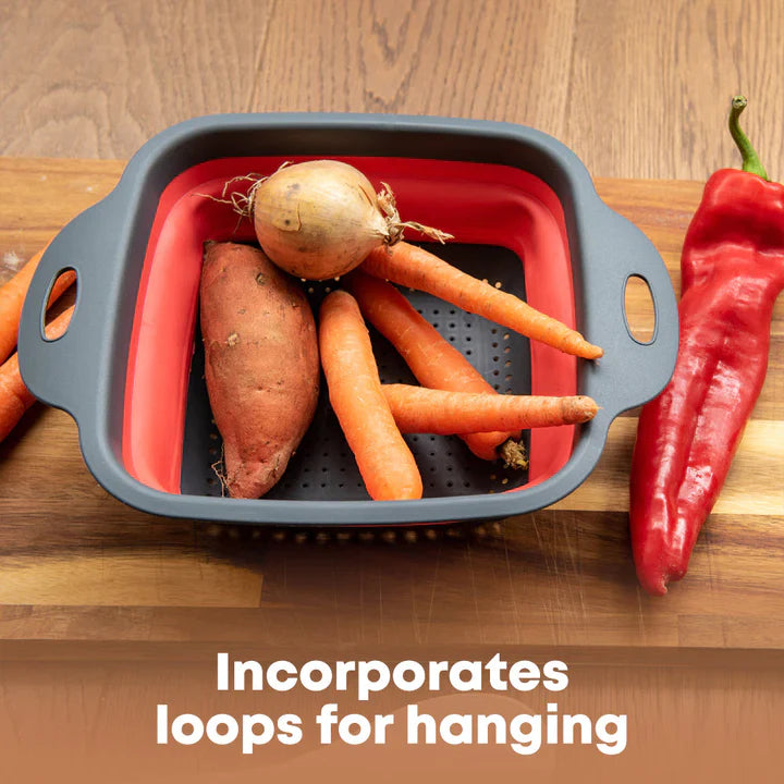 Collapsible Colander - Square Shape - Red