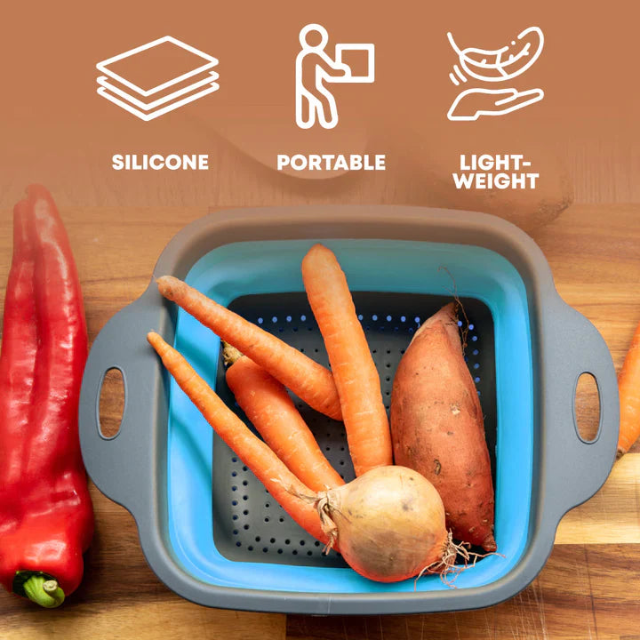 Collapsible Colander - Square Shape - Blue