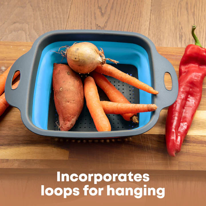 Collapsible Colander - Square Shape - Blue