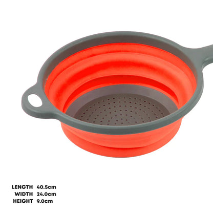 Collapsible Colander with Handle - Red