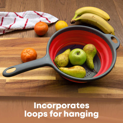 Collapsible Colander with Handle - Red