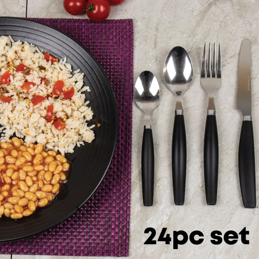 Durane Cutlery Set 24pc - Black
