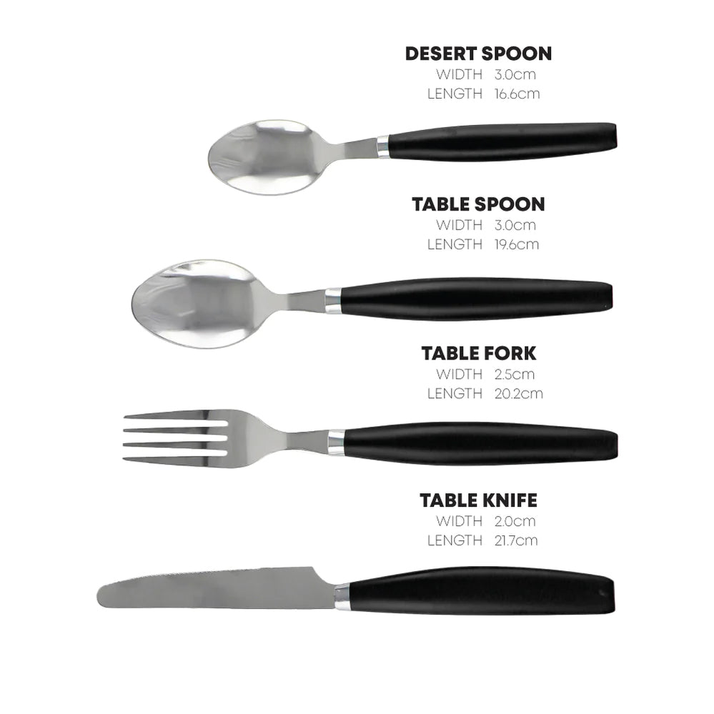 Durane Cutlery Set 24pc - Black