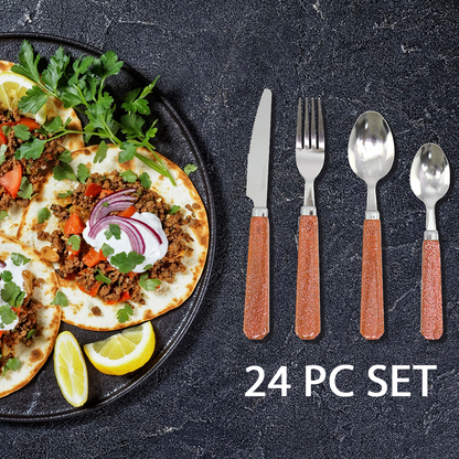 Durane Cutlery Set 24pc - Brown Glitter