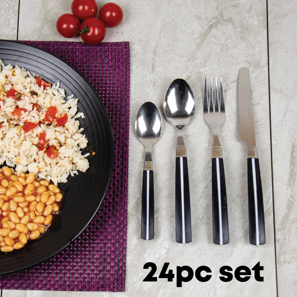 Durane Line Cutlery Set 24pc - Black
