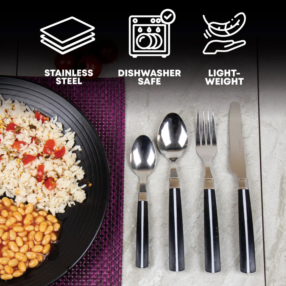 Durane Line Cutlery Set 24pc - Black