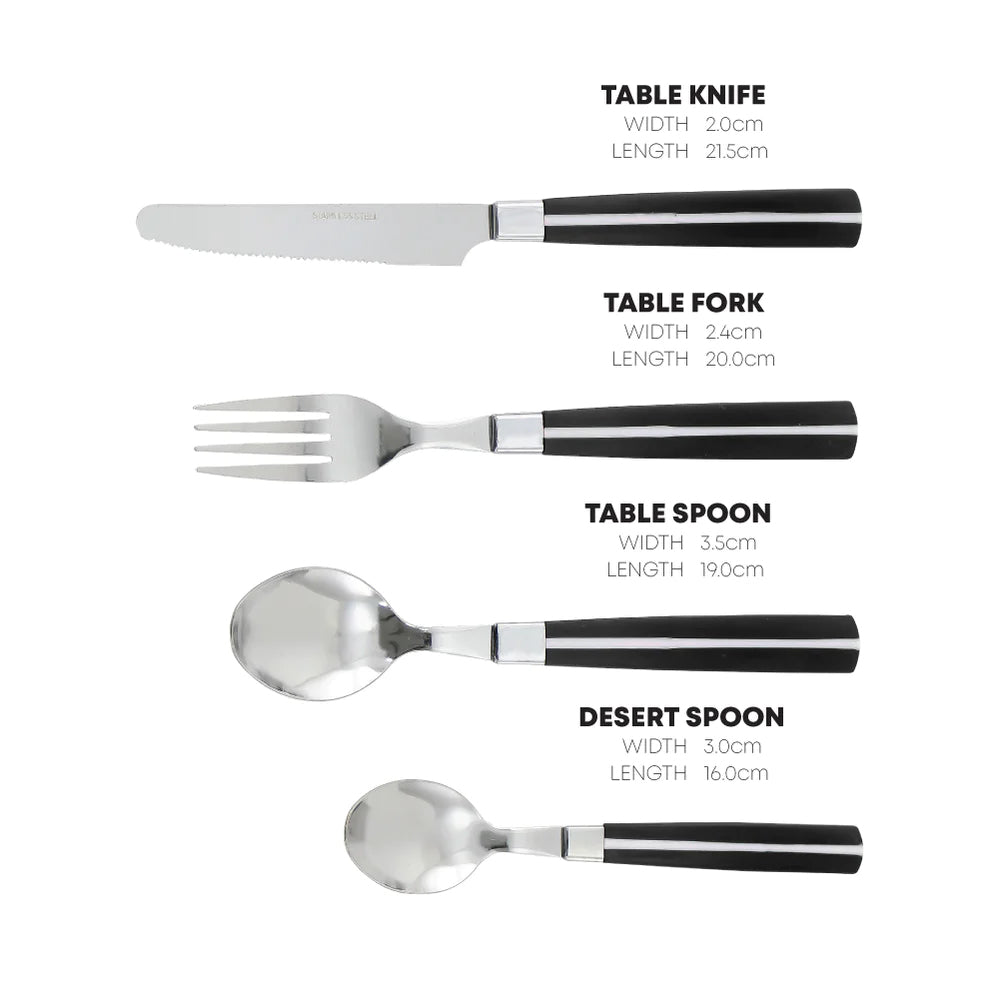 Durane Line Cutlery Set 24pc - Black