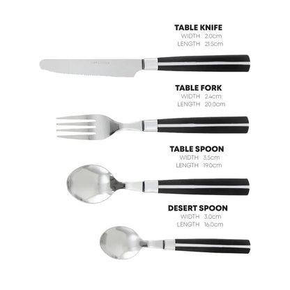 Durane Line Cutlery Set 24pc - Black