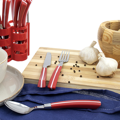 Durane Line Cutlery Set 24pc - Red