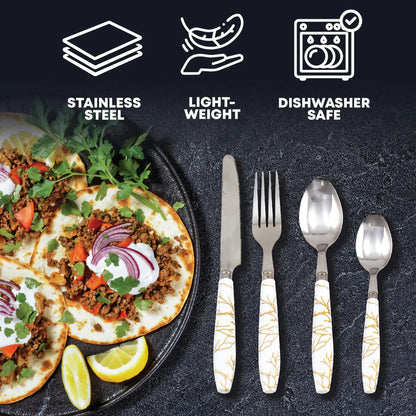 Durane Marbled Cutlery Set 24pc - White