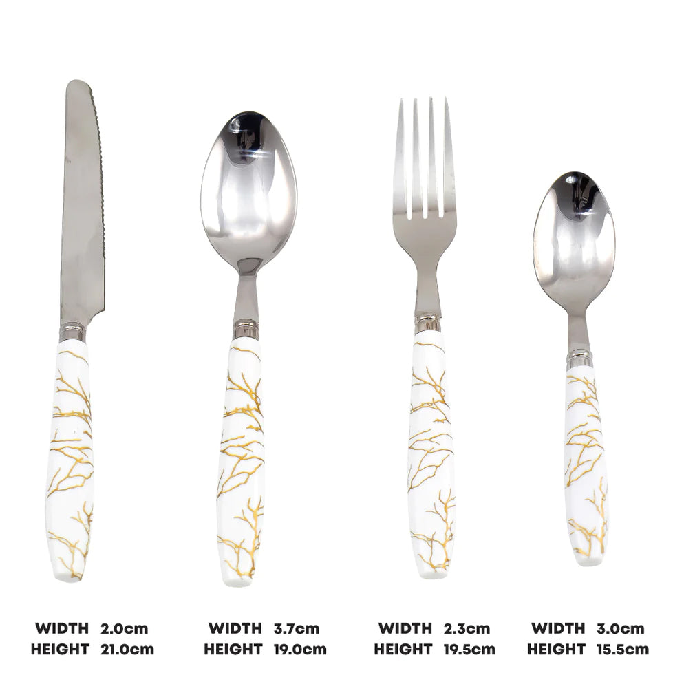 Durane Marbled Cutlery Set 24pc - White