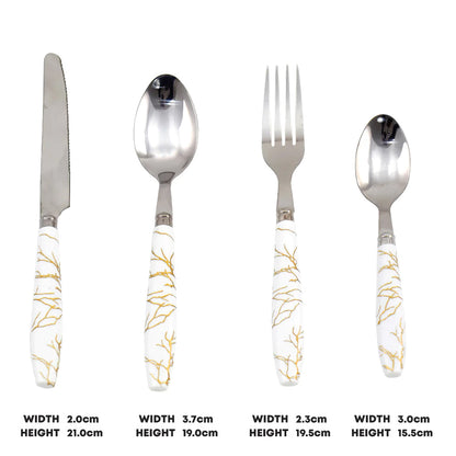 Durane Marbled Cutlery Set 24pc - White