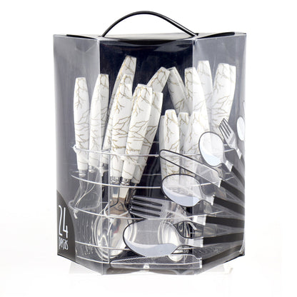 Durane Marbled Cutlery Set 24pc - White