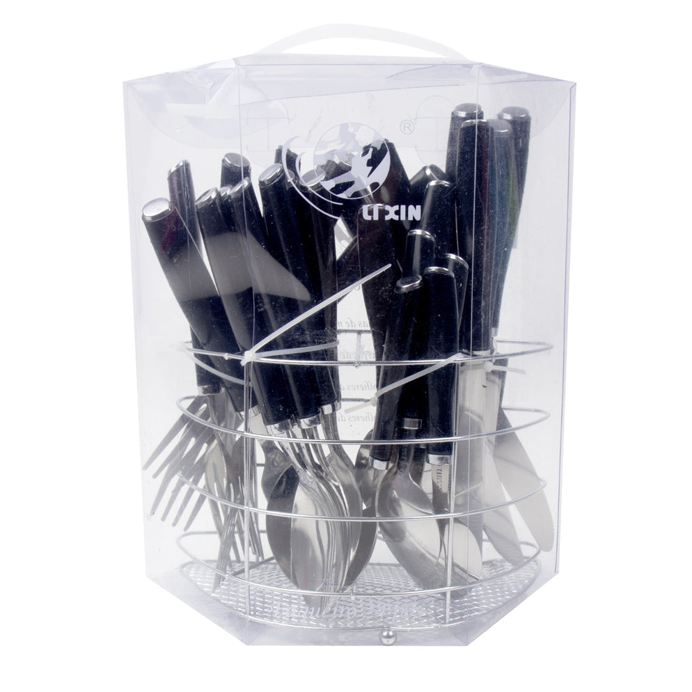 Durane Retro Cutlery Set 24pc - Black
