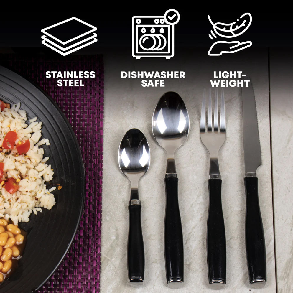 Durane Retro Cutlery Set 24pc - Black