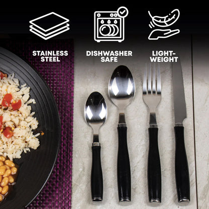 Durane Retro Cutlery Set 24pc - Black