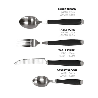 Durane Retro Cutlery Set 24pc - Black