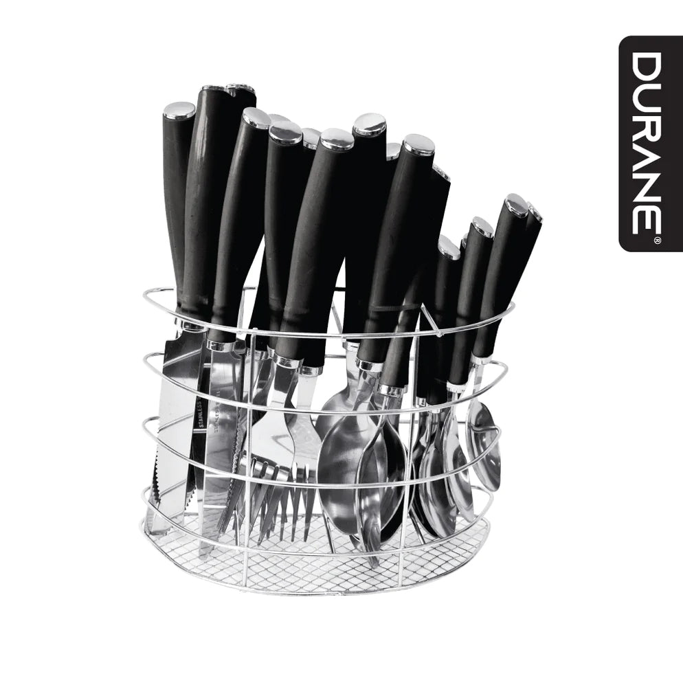 Durane Retro Cutlery Set 24pc - Black