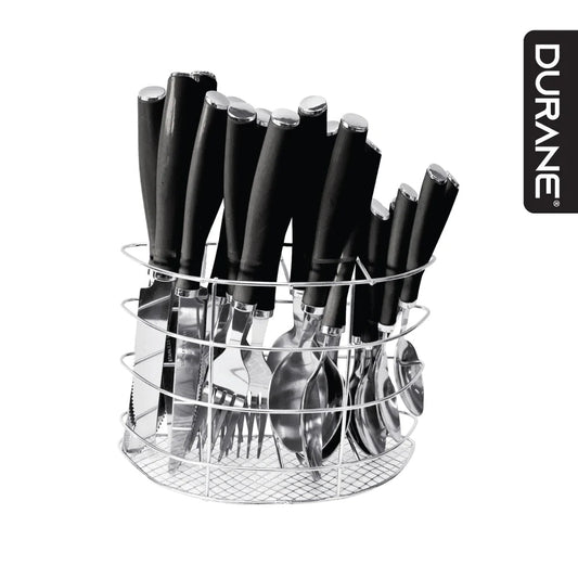 Durane Retro Cutlery Set 24pc - Black