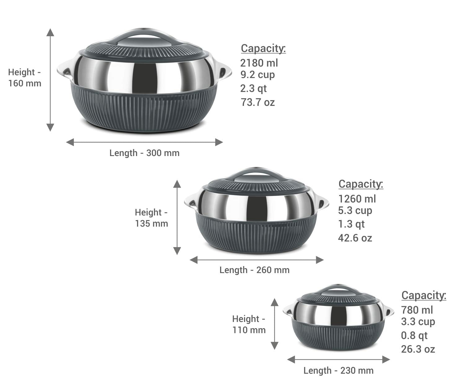 Hot Pots - FIESTA - Black - 3 Pcs Set