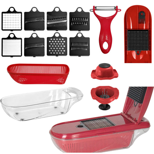Durane Vegetable Slicer-Dicer Set 15pc Red