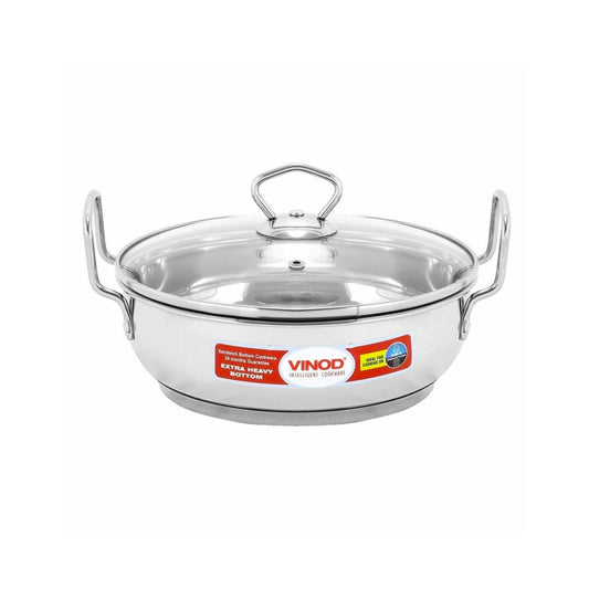 Vinod Stainless Steel Wok/Kadai - Induction Friendly - 18cm