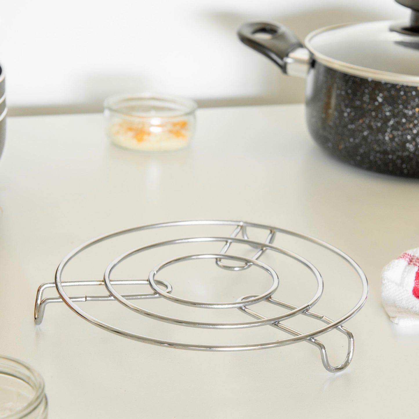 Chrome Stainless Steel Trivet Round - 20cm