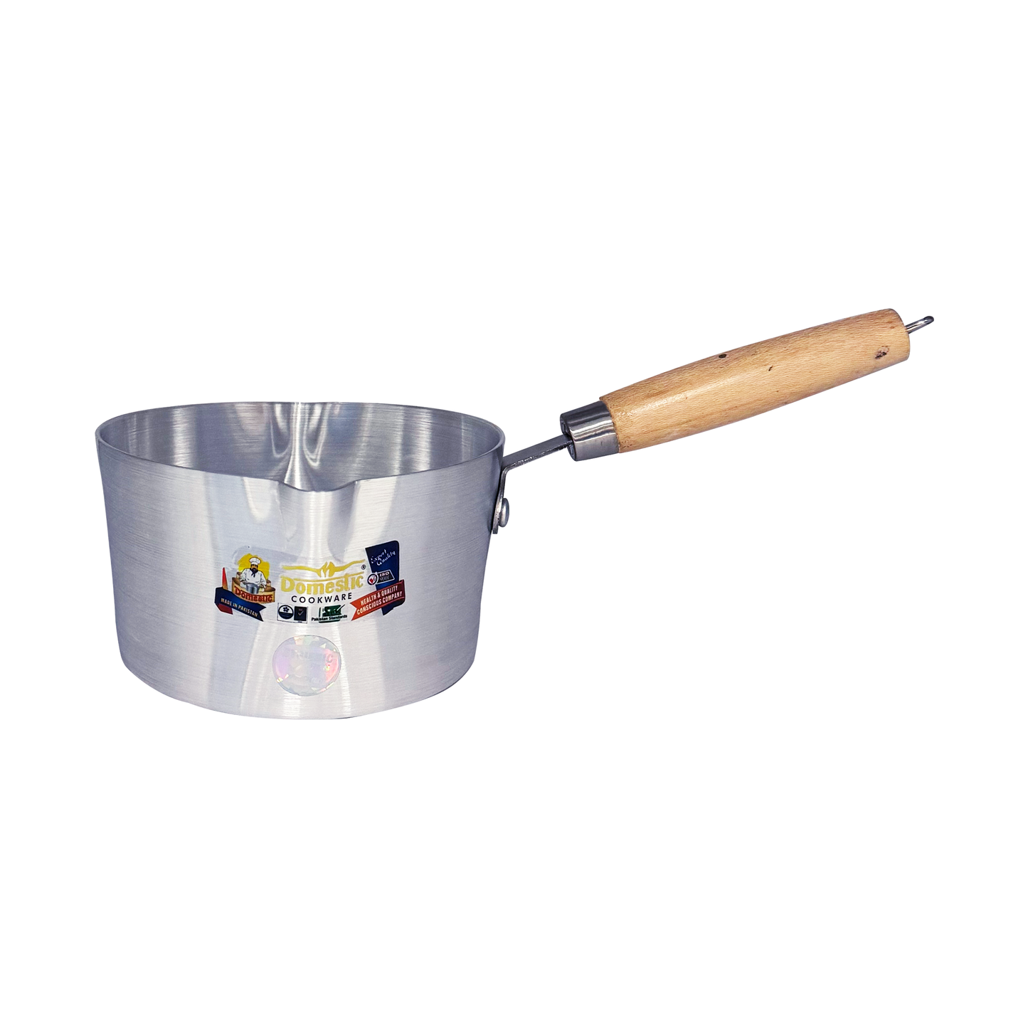Domestic Aluminium Milk Pan With Wooden Handle - 20 cm