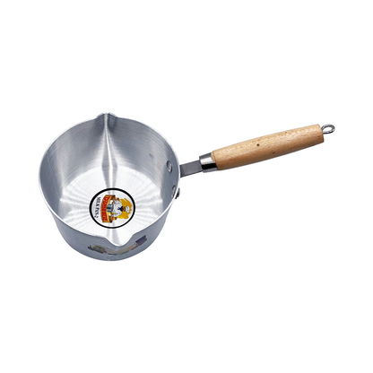 Domestic Aluminium Milk Pan With Wooden Handle - 23 cm