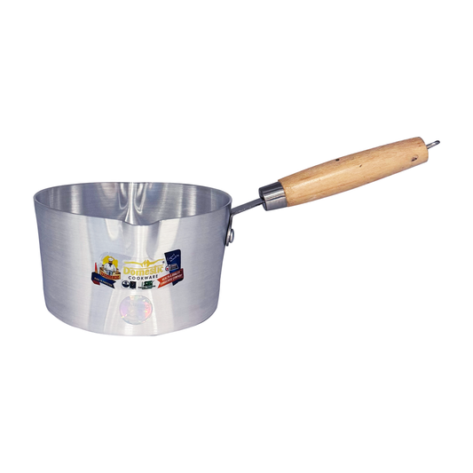 Domestic Aluminium Milk Pan With Wooden Handle - 23 cm