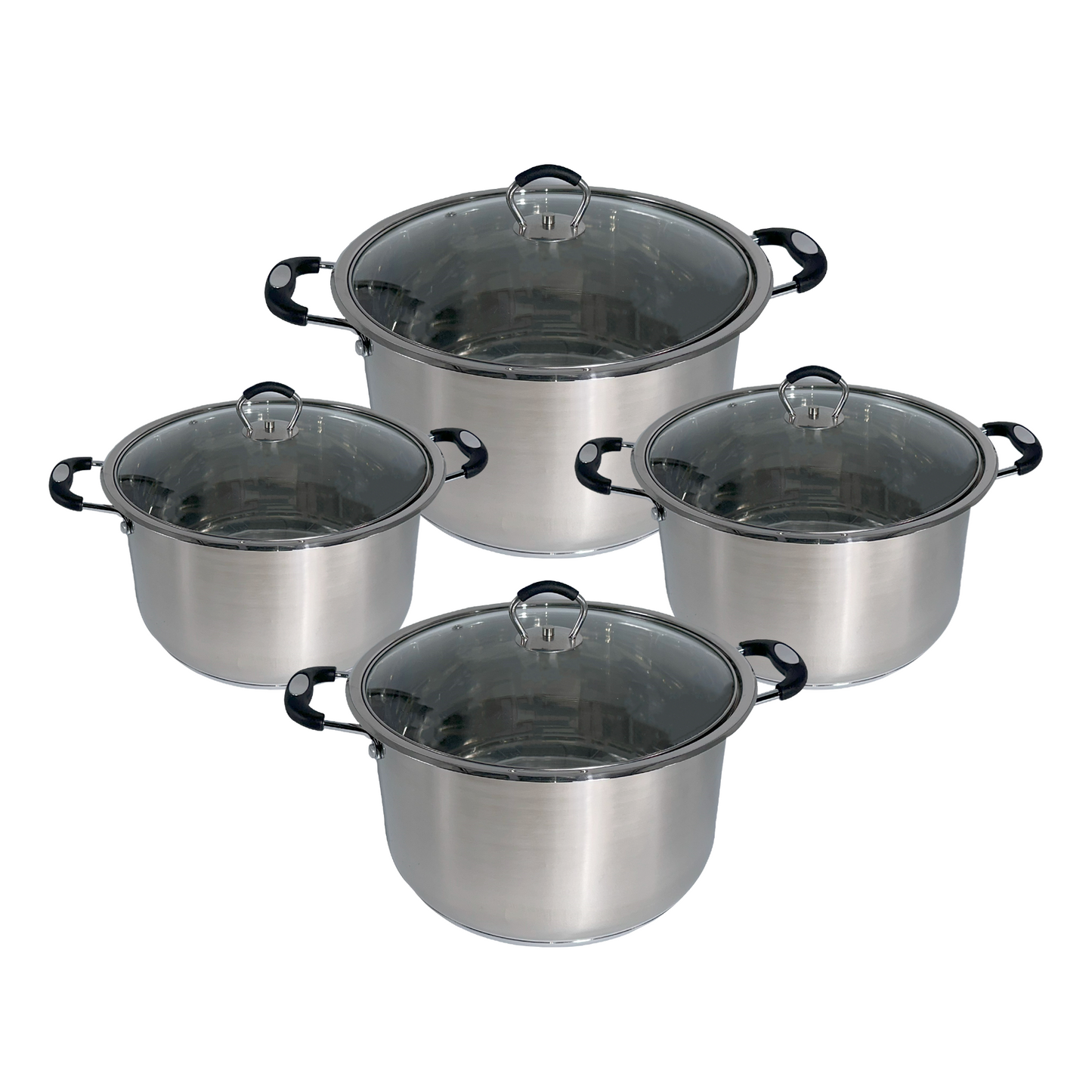 Glaxa Stainless Steel Induction Base Casserole/Pots With Lid - 4 Pc Set