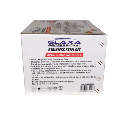 Glaxa Stainless Steel Induction Base Casserole/Pots With Lid - 4 Pc Set