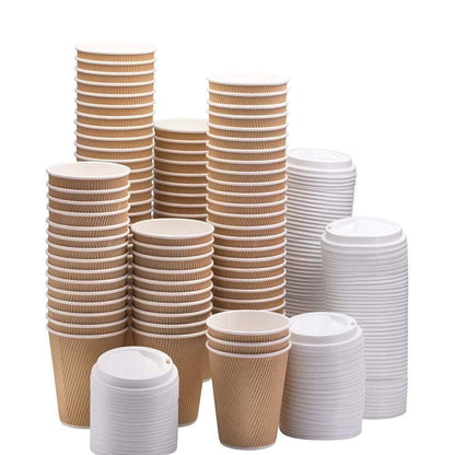 Disposable Cups With Lid 12 Oz - 200 Pcs