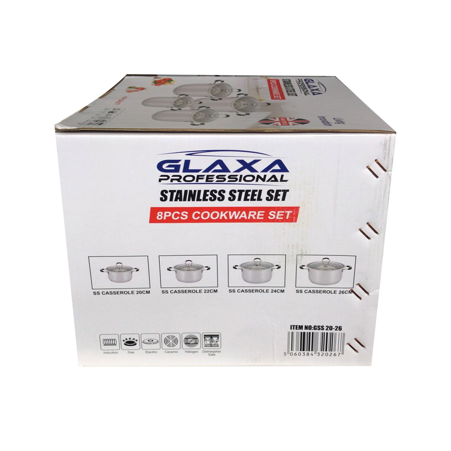 Glaxa Stainless Steel Induction Base Casserole/Pots With Lid - 4 Pc Set