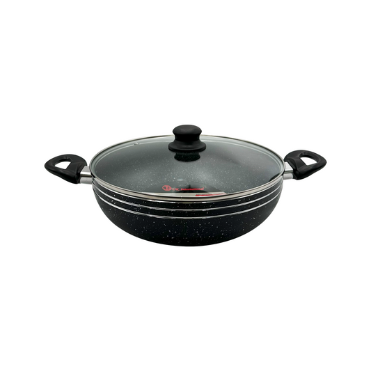 JS Induction Base Two Handle Wok/Kadai With Glass Lid - 20cm
