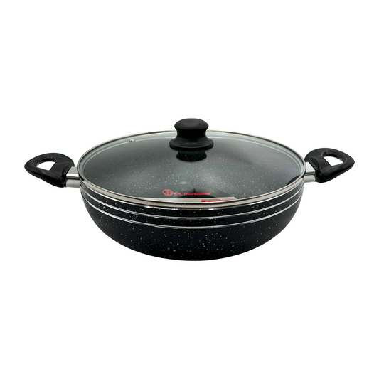 JS Induction Base Two Handle Wok/Kadai With Glass Lid - 30cm