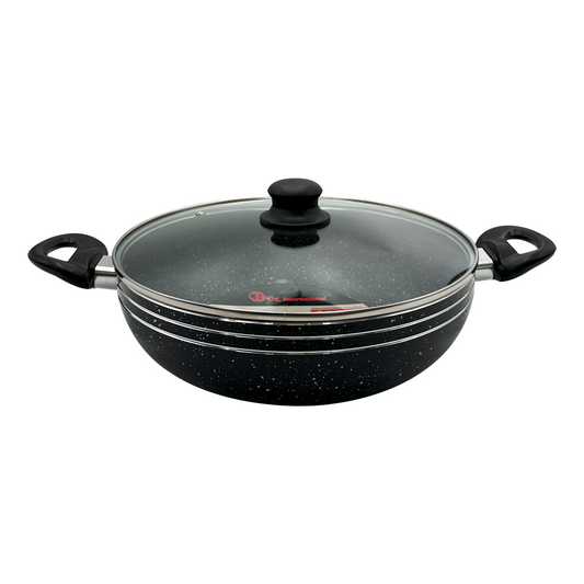 JS Induction Base Two Handle Wok/Kadai With Glass Lid - 32cm